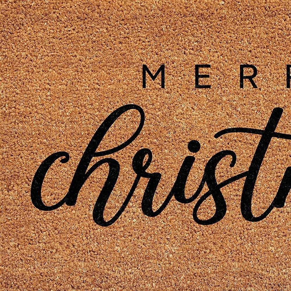 17" X 29" Natural and Black Coir Merry Christmas Outdoor Christmas